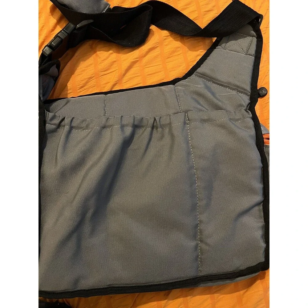 Diaper Dude Diaper Bag Gray Messenger Bag Crossbody Orange Zippers